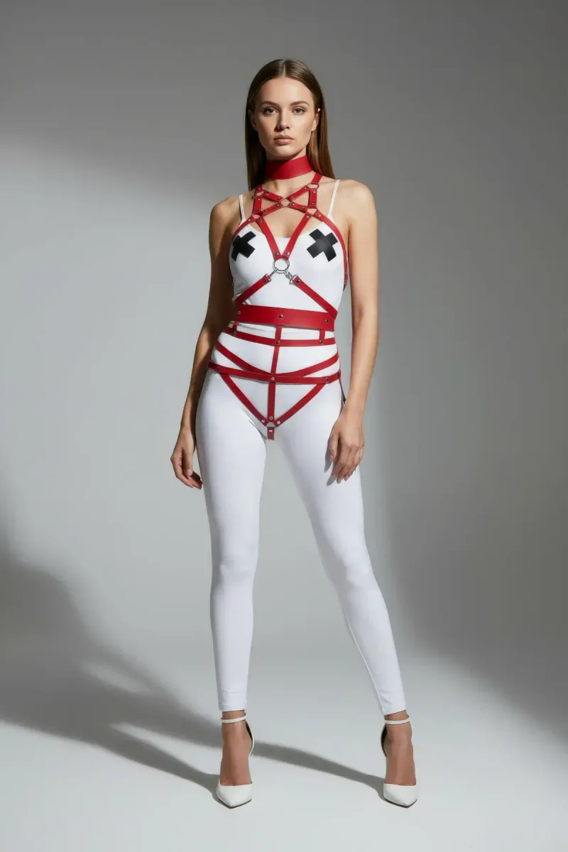 Red Body Harness Front View Silver O
