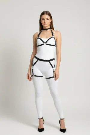 Siyah Harness Takım Deri Metal Halka Detaylı - APFT478