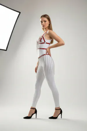 Kırmızı Etek Zincir Detaylı Etek Suni Deri Etek - APFT496