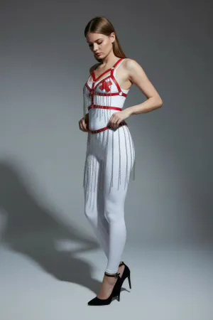 Kırmızı Etek Zincir Detaylı Etek Suni Deri Etek - APFT496