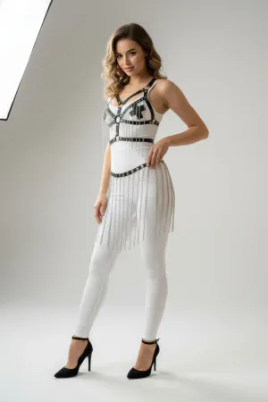 Siyah Etek Zincir Detaylı Etek Deri Kemerli Giyim - APFT496