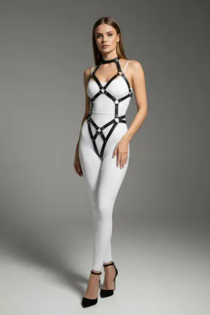 Siyah Body Harness Deri Tam Vücut Metal Halka Detaylı - APFT514