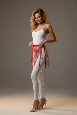 Kırmızı Etek Deri Halka Detaylı Etek Mini Etek Aksesuar - APFT579