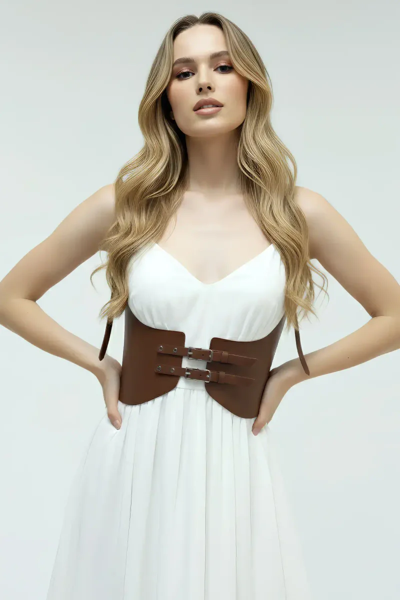 Brown Faux Leather Underbust Harness