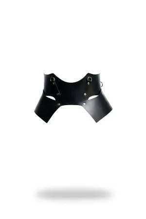 Black Wide Panel Faux Leather Waist Harness with Silver D-Rings