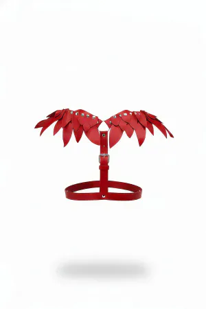 Red Winged Faux Leather Harness Bra Layered Panels