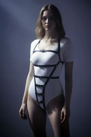 Siyah Body Harness Deri Çok Tokalı Vücut Aksesuarı - APFT790