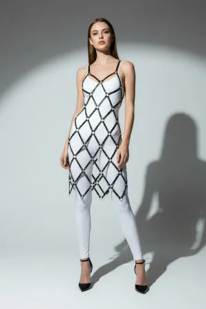 Siyah Etek Baklava Desenli Halka Detaylı Etek Deri - APFT844