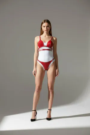 Kırmızı Harness Takım Deri Zımba Detaylı - APFT849