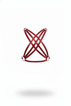 Crimson Faux Leather Intersecting Strap Chest Harness