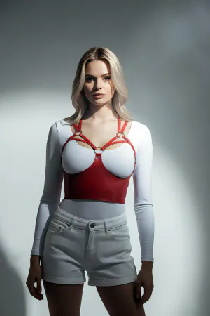 Kırmızı Kadın Kemer Deri Korse Tipi Vücut Aksesuarı - APFT872