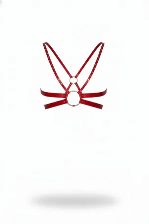 Red Faux Leather Chest Harness with Stud Details Women