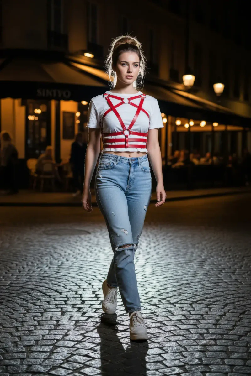 Festival harness red caged multi-