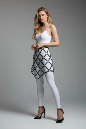 Siyah Etek Yüksek Bel Etek Metal Detaylı Etek Kafes Yapılı - APFT982