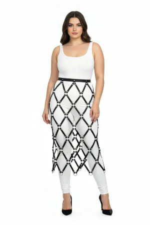 Büyük Beden Siyah Etek Deri Halka Detaylı - APFT410