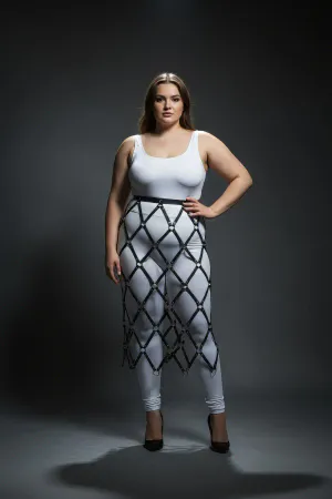 Büyük Beden Siyah Etek Deri Halka Detaylı - APFT410