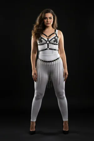 Büyük Beden Siyah Deri Etek Zincir Detaylı Kombin Aksesuarı - APFT496