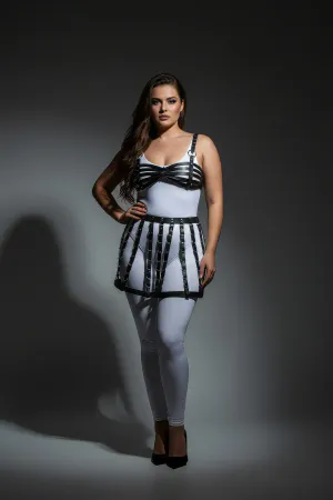 Büyük Beden Siyah Deri Kemer Detaylı Harness Etek Aksesuarı - APFT899