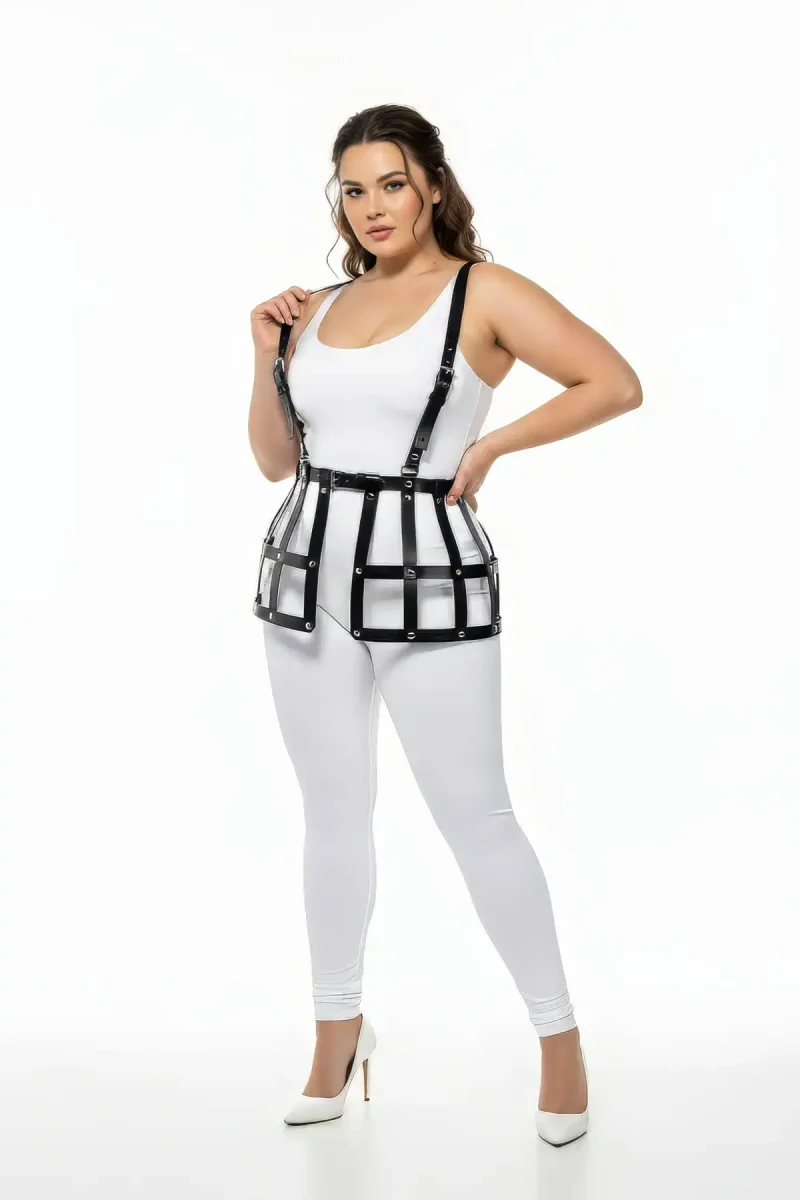 Siyah Deri Harness Etek