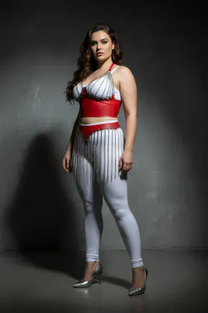 Büyük Beden Kırmızı Etek Zincir Püsküllü Deri Aksesuar - APFT994