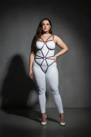 Büyük Beden Siyah Kadın Lastik Harness Halka Detaylı Özel Tasarım - APFT338