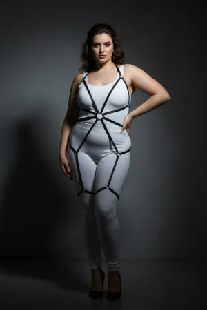 Büyük Beden Siyah Kadın Harness Lastik Jartiyerli Fantezi Aksesuar - APFT360