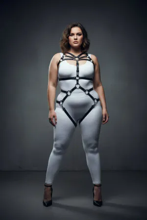 Büyük Beden Siyah Kadın Harness Takım Halka Detaylı Fantezi - APFT453