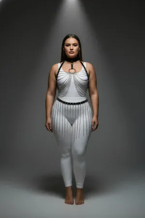 Büyük Beden Siyah Kadın Harness Takım Zincir Detaylı Seksi Deri - APFT462