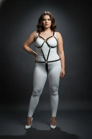 Büyük Beden Siyah Kadın Harness Takım Deri Vücut Aksesuarı - APFT240