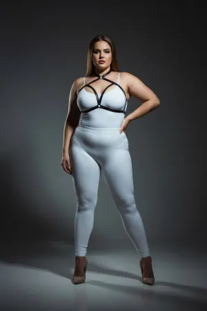 Büyük Beden Siyah Kadın Lastik Harness Takım Çapraz Askılı Sütyen Aksesuarı - APFT100