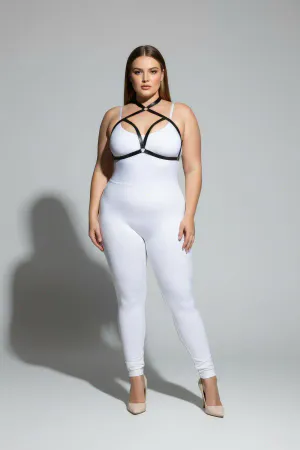 Büyük Beden Siyah Kadın Lastik Harness Takım Çapraz Askılı Sütyen Aksesuarı - APFT100