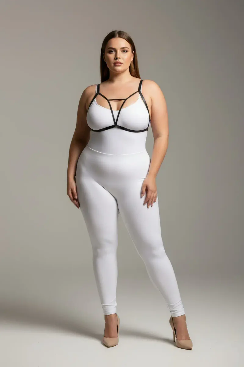 Büyük Beden Siyah Kadın Lastik Harness Ayarlanabilir Fantezi Aksesuarı - APFT104
