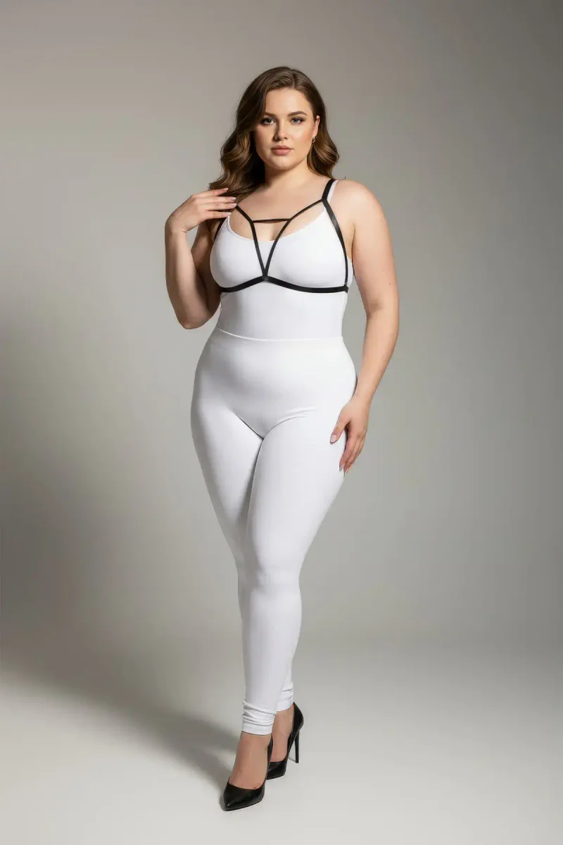Büyük Beden Siyah Kadın Lastik Harness Ayarlanabilir Fantezi Aksesuarı - APFT104