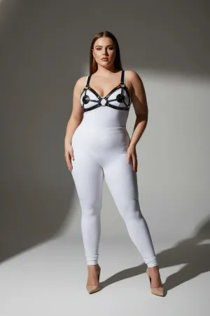 Büyük Beden Siyah Kadın Deri Sütyen Harness Takım Halkalı Detaylı Fantezi Aksesuar - APFT112