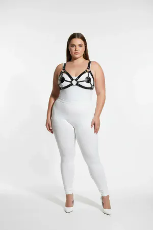 Büyük Beden Siyah Kadın Deri Sütyen Harness Takım Halkalı Detaylı Fantezi Aksesuar - APFT112