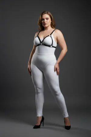 Büyük Beden Siyah Kadın Deri Harness Takım Halka Detaylı Sütyen Aksesuarı - APFT190