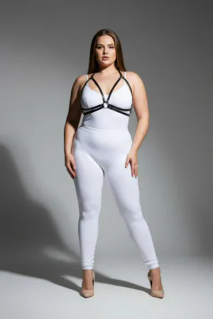 Büyük Beden Siyah Kadın Deri Harness Halka Detaylı Şık Kombin Aksesuarı - APFT200