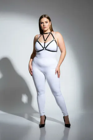 Büyük Beden Siyah Kadın Deri Göğüs Harness Fantazi Aksesuarı - APFT244