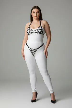 Büyük Beden Siyah Kadın Harness Takım Halka Detaylı Seksi Deri Fantezi Aksesuar - APFT422