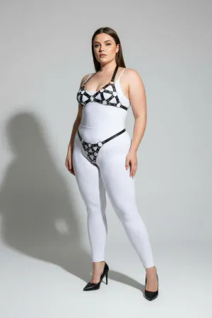 Büyük Beden Siyah Kadın Harness Takım Halka Detaylı Seksi Deri Fantezi Aksesuar - APFT422