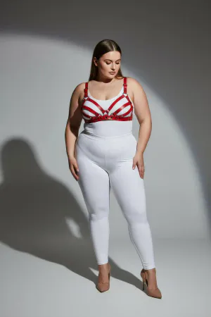 Büyük Beden Kırmızı Kadın Deri Sütyen Harness Takım Şık Fantazi Aksesuar - APFT733