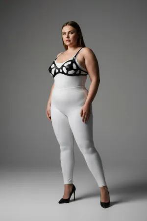 Büyük Beden Siyah Kadın Deri Harness Takım Fantezi Giyim Vücut Aksesuarı - APFT1155
