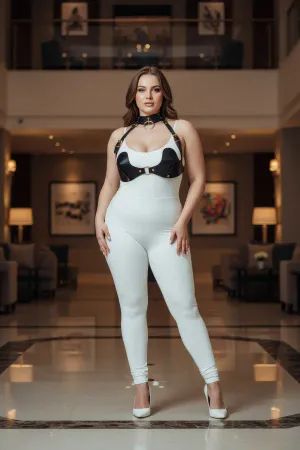 Büyük Beden Siyah Kadın Harness Takım Göğüs ve Choker Detaylı Seksi Deri - APFT1226