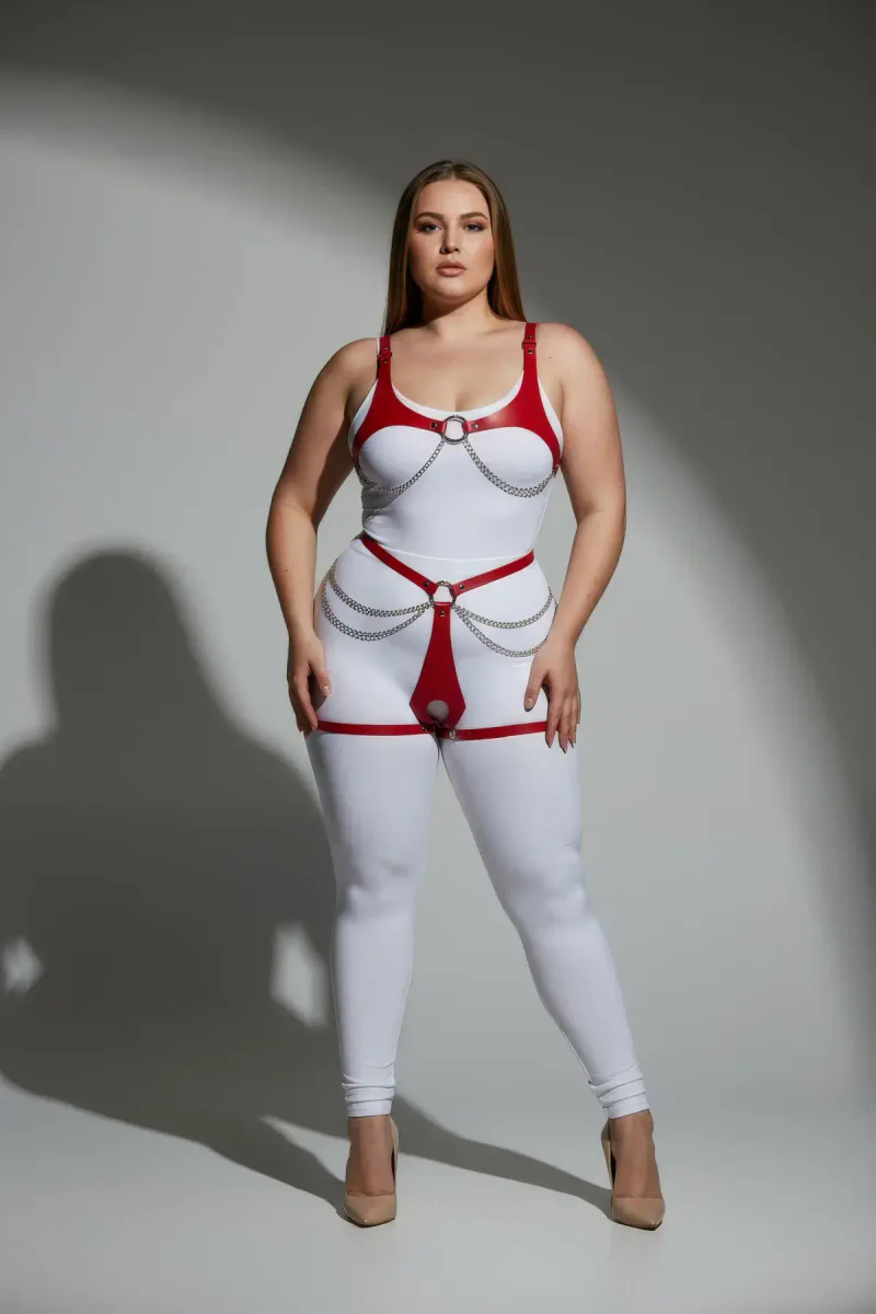 Red Vegan Leather Body Harness