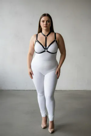 Büyük Beden Siyah Kadın Lastik Harness Şık Vücut Aksesuarı - APFT93