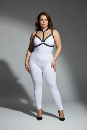 Büyük Beden Siyah Kadın Lastik Harness Şık Vücut Aksesuarı - APFT93