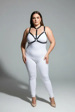 Büyük Beden Siyah Kadın Lastik Harness Şık Vücut Aksesuarı - APFT93