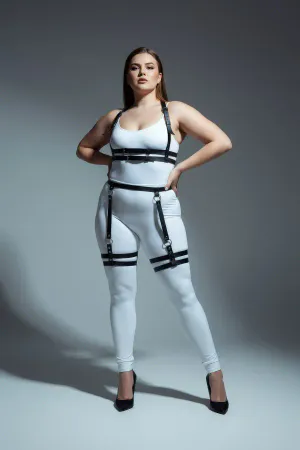 Büyük Beden Siyah Kadın Deri Jartiyer Harness Alt Üst Vücut Aksesuarı - APFT537