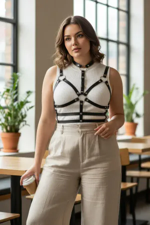 Büyük Beden Siyah Kadın Kemer İddialı Deri Kemeri - APFT154