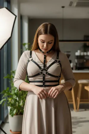 Büyük Beden Siyah Kadın Kemer İddialı Deri Kemeri - APFT154